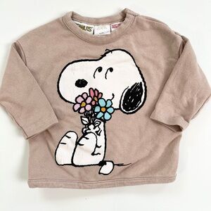 Zara Kids Snoopy Sweatshirt - Pink with Multicolor Design